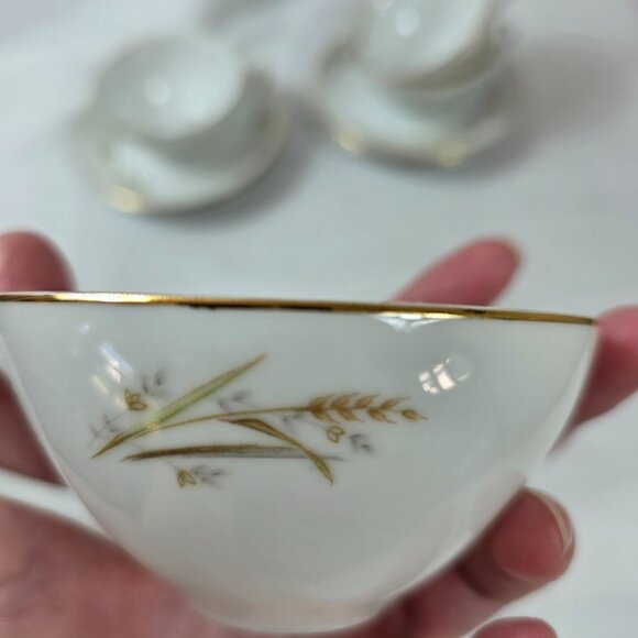 FOUR Fine China of Japan Golden Harvest Cup & Saucer Sets Gold Wheat Sprays - Picture 9 of 15